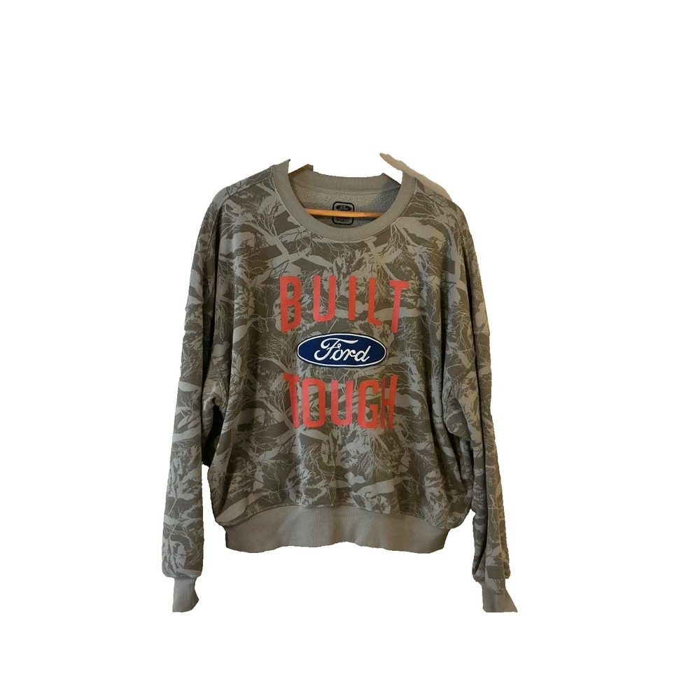 Ford Built Tough Camo Crewneck Sweatshirt Gray Official Licensed Size XL